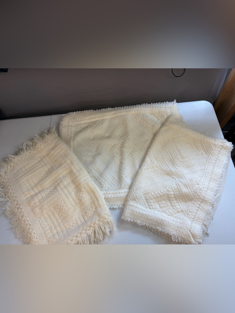 Vintage Eatons Standard Pillow Case Sham Set Acrylic Boho Cottagecore Off White - Picture 2 of 14